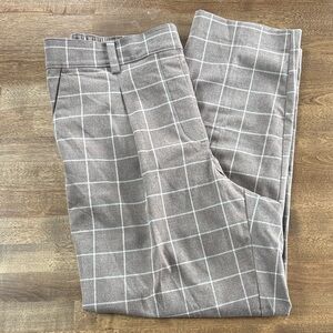 LOFT Taupe Windowpane Trousers